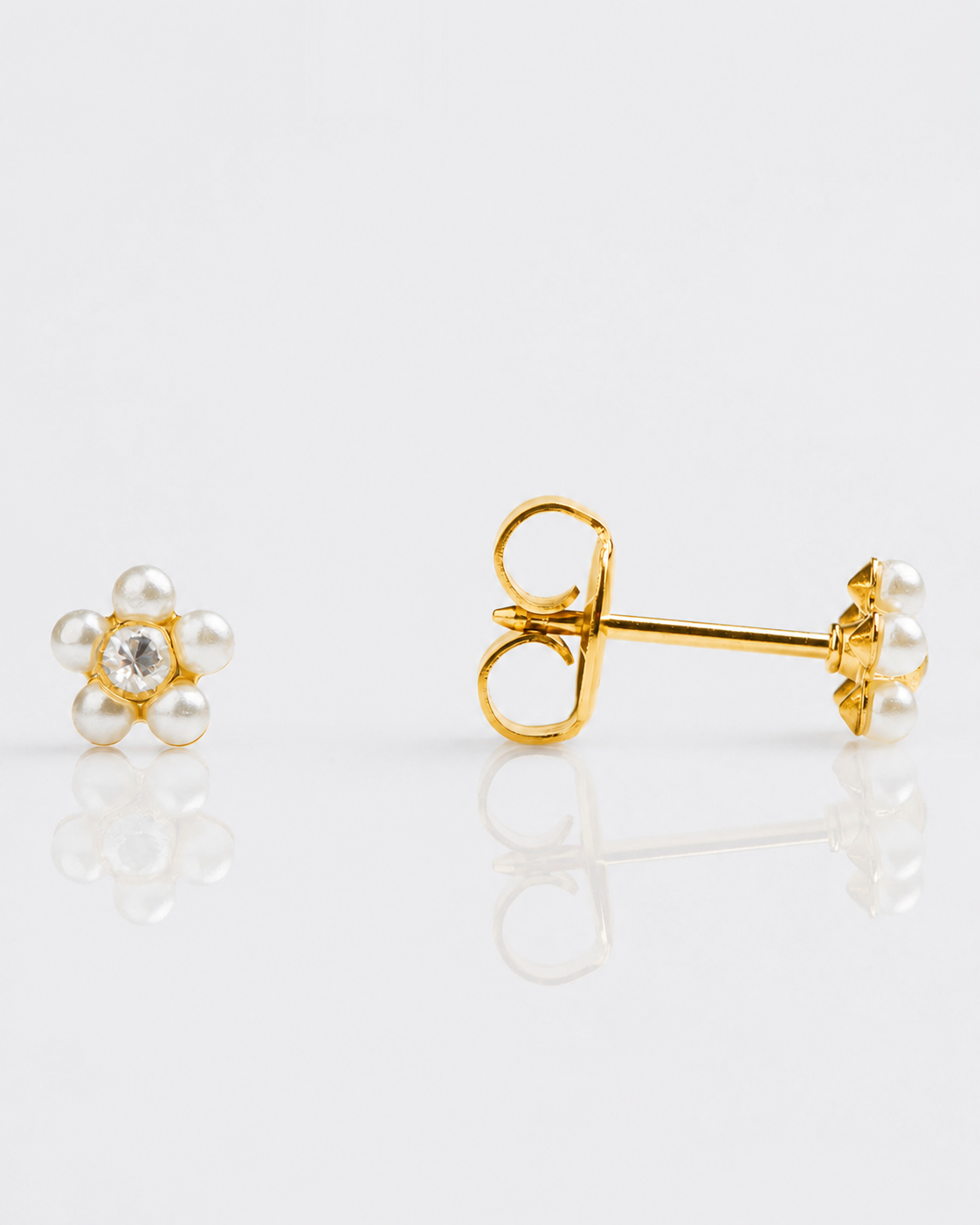 Gold Pearl & Cubic Zirconia Crystal Daisy