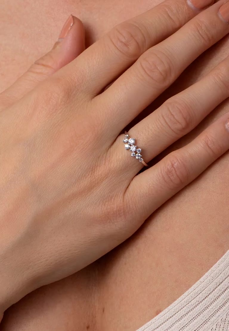 Sparkle Cluster Ring, worn and on its own