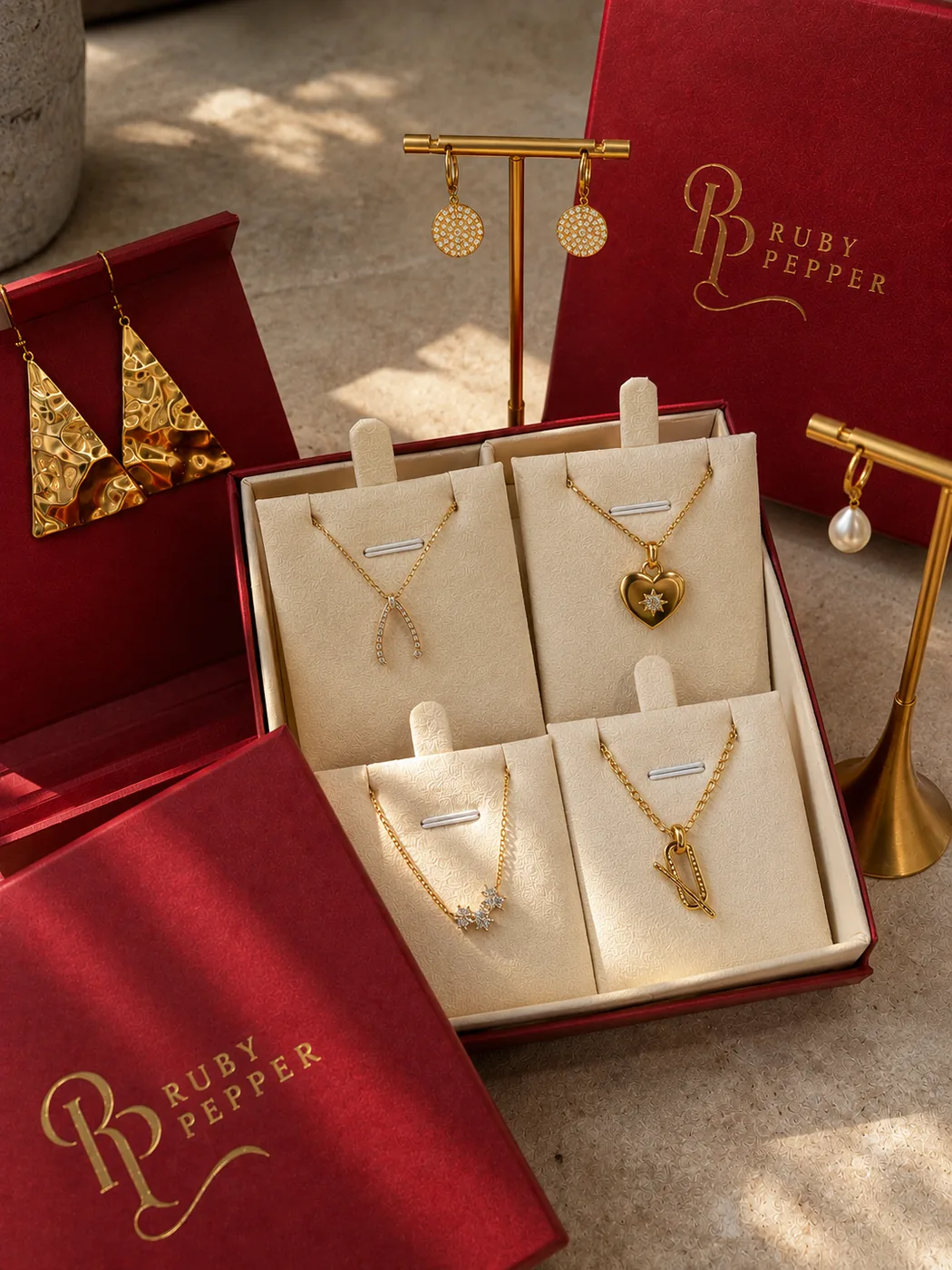 Ruby Pepper gift set with necklaces and earrings