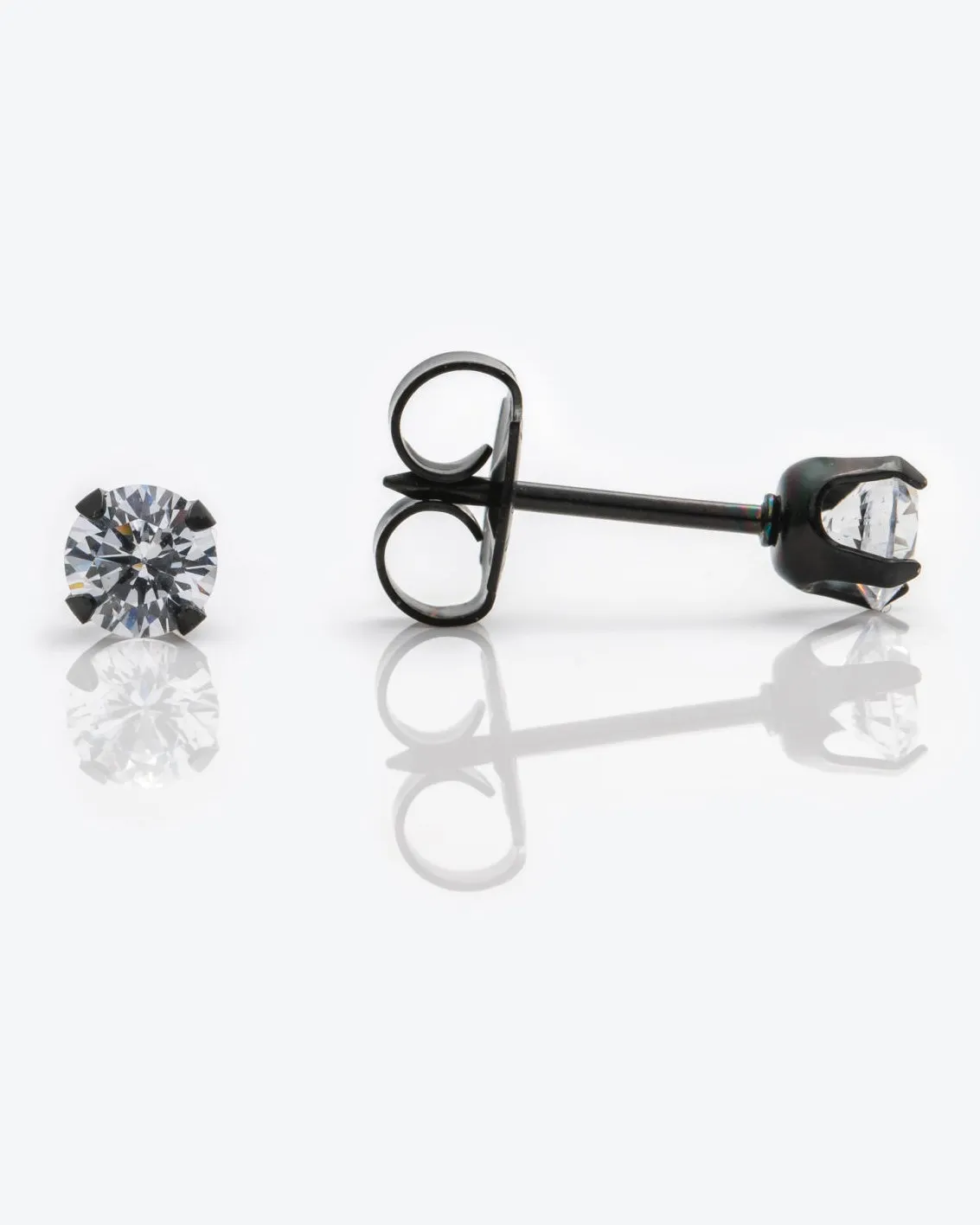 Black Stainless 4mm Cubic Zirconia