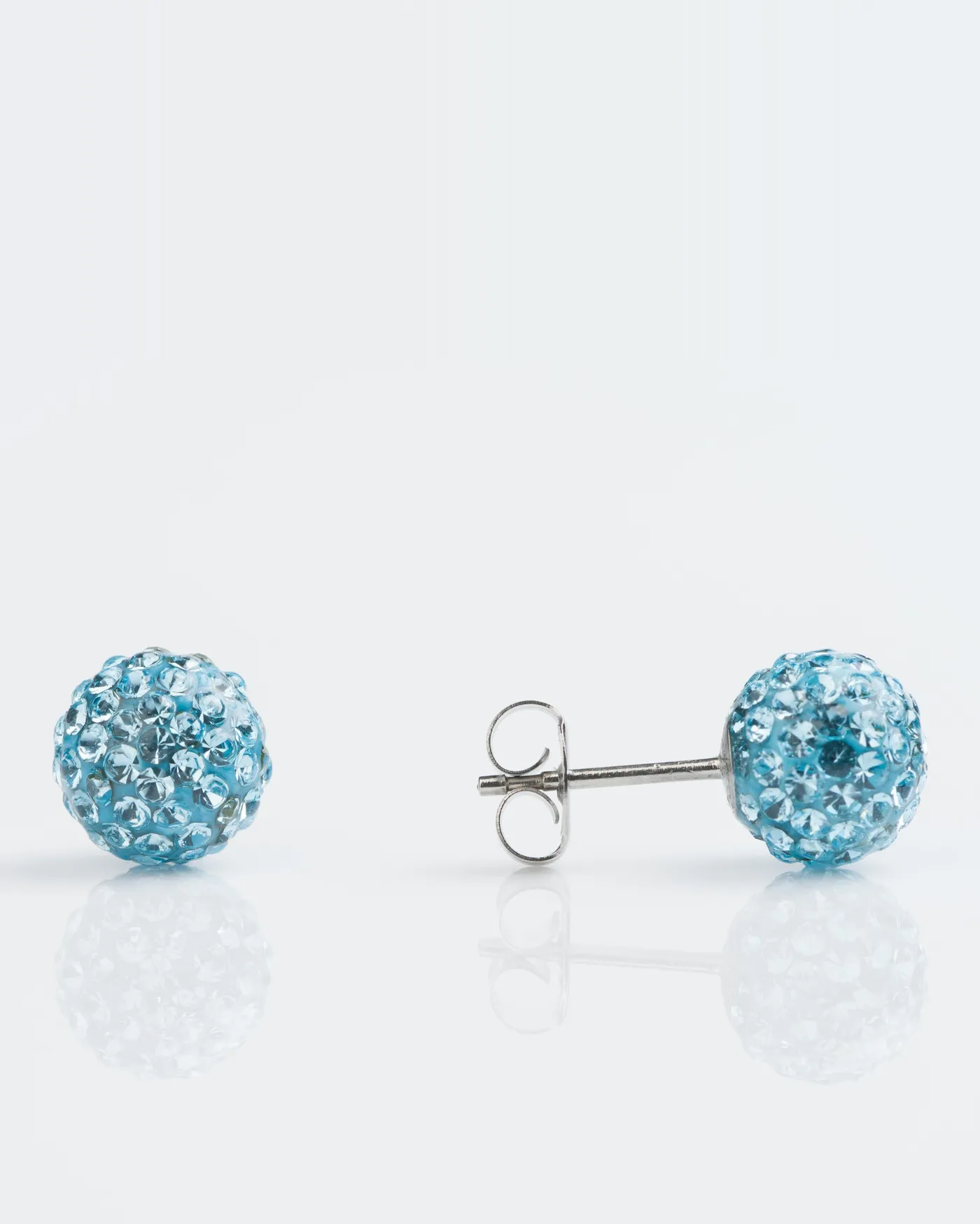Stainless Fireball Aquamarine 8mm