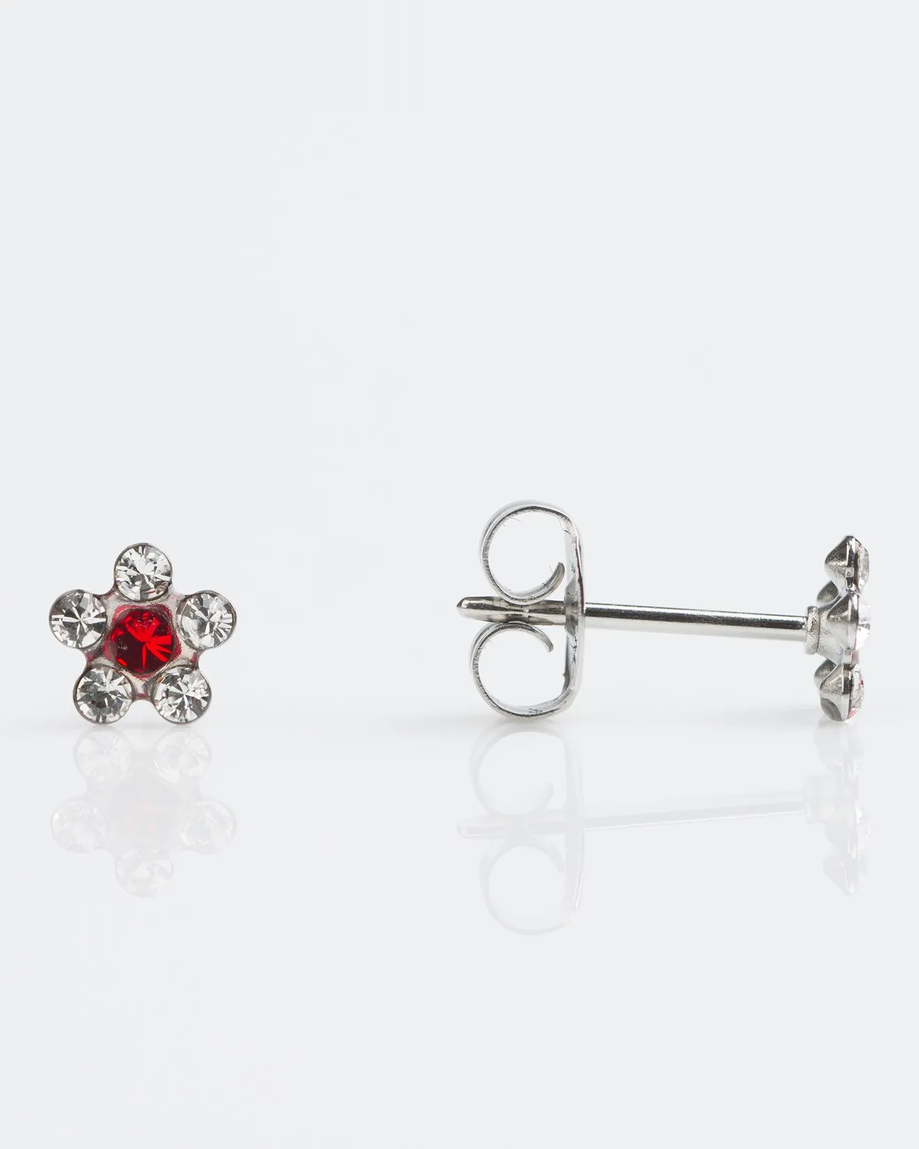 Stainless Daisy CZ & Ruby