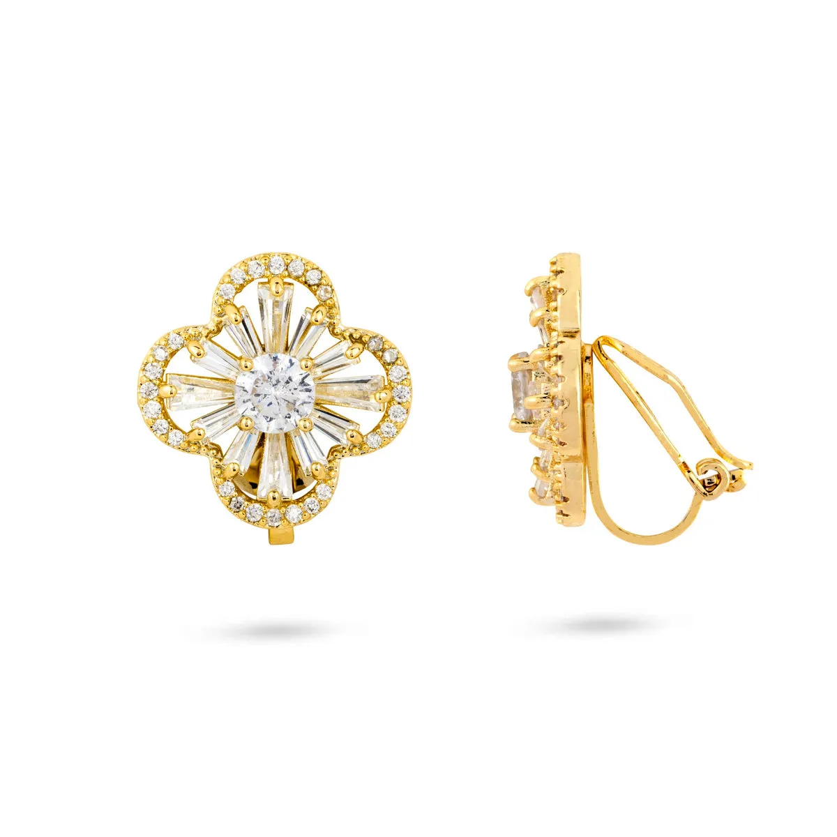 Clover Flower Clip On Earrings