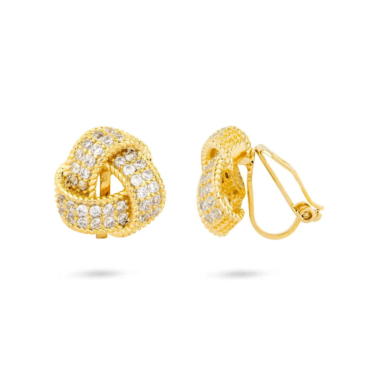 Crystal Knot Clip On Earrings