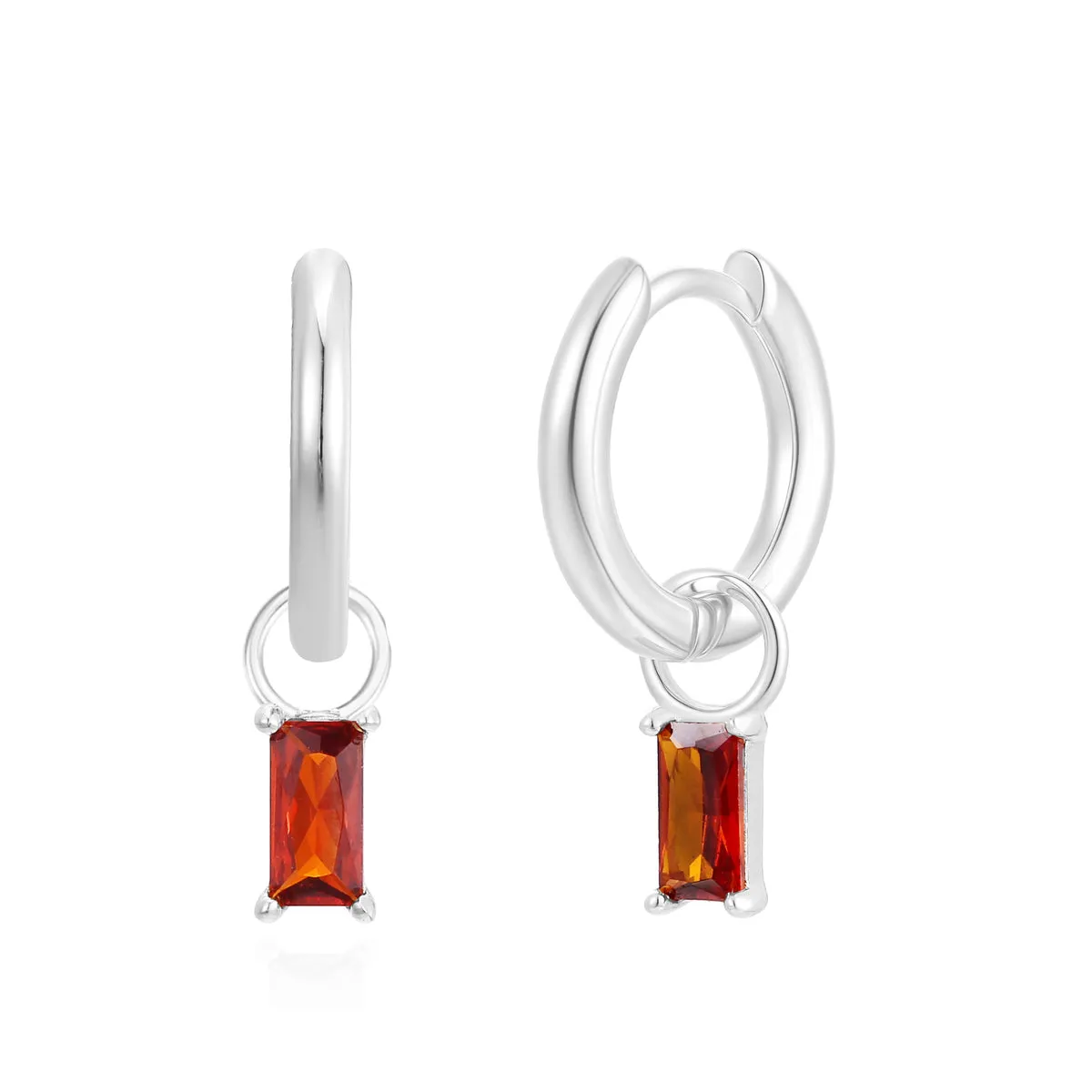 January Huggie Hoop Birthstone Charm Earrings