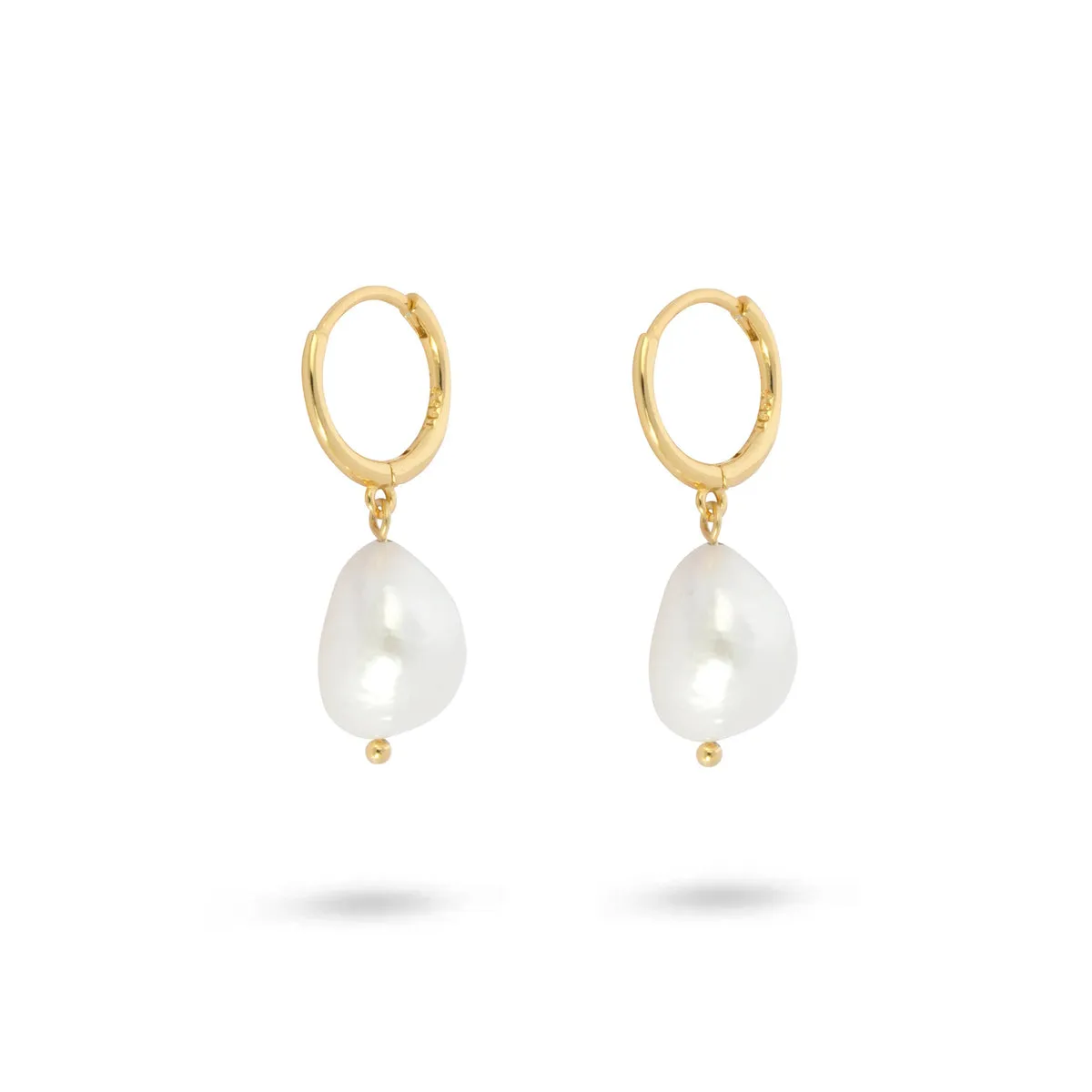 Pearl Drop Huggie Hoops